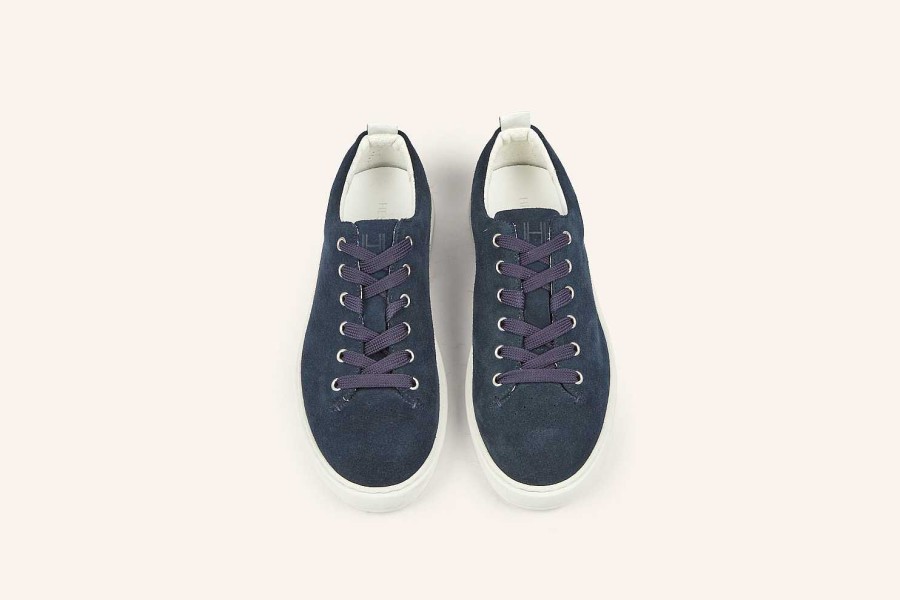 Clearance Heschung Court Sneakers Petrol Calf Suede