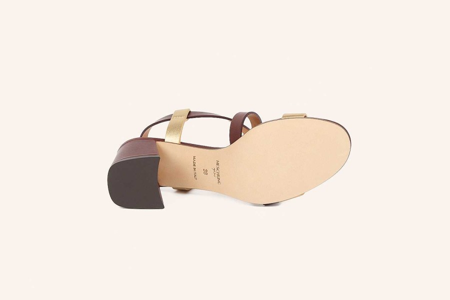 Best Heschung Sofia Sandal Tobacco/Gold Calfskin